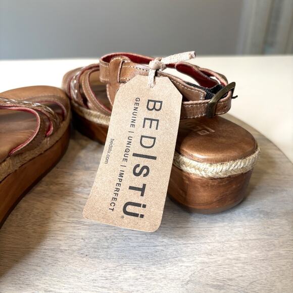 Bed Stu Necessary Wedge Sandals Tan Rustic Nectar Lux Leather Women’s Size 6 - Picture 8 of 12